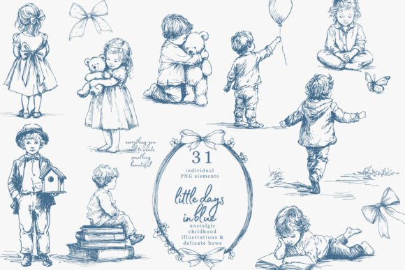 Vintage Children Clipart Collection Graphic Illustrations By Patishop Art