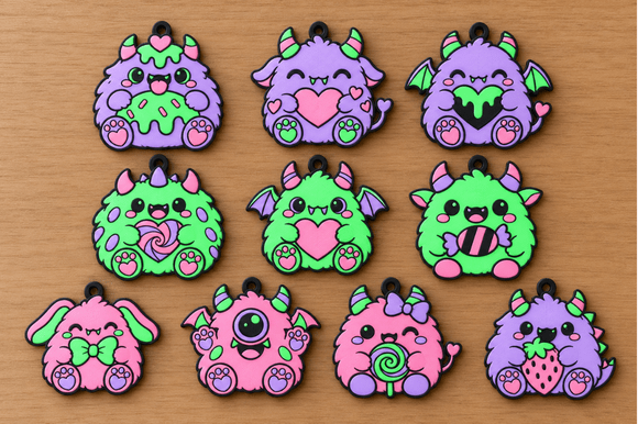 Chubby Candy Monster Charms – 10 Kawaii 3MF Files for 3D Printing - Image 2