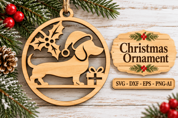Christmas Dog Ornament SVG laser cut file