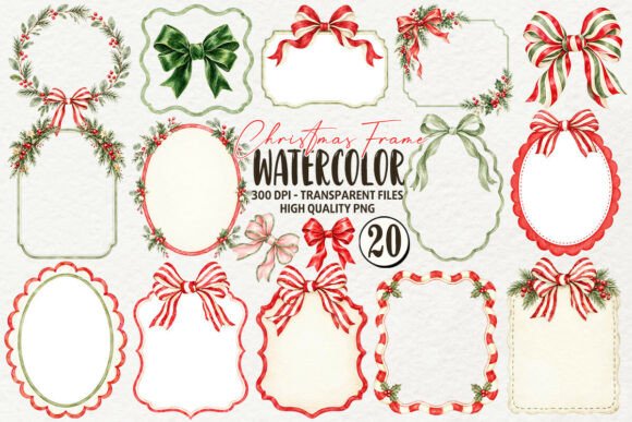 Christmas Frame Watercolor Clipart