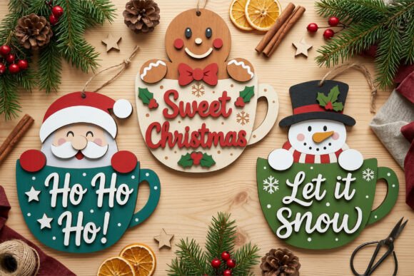 Christmas Mug Ornament Laser Cut SVG laser cut file