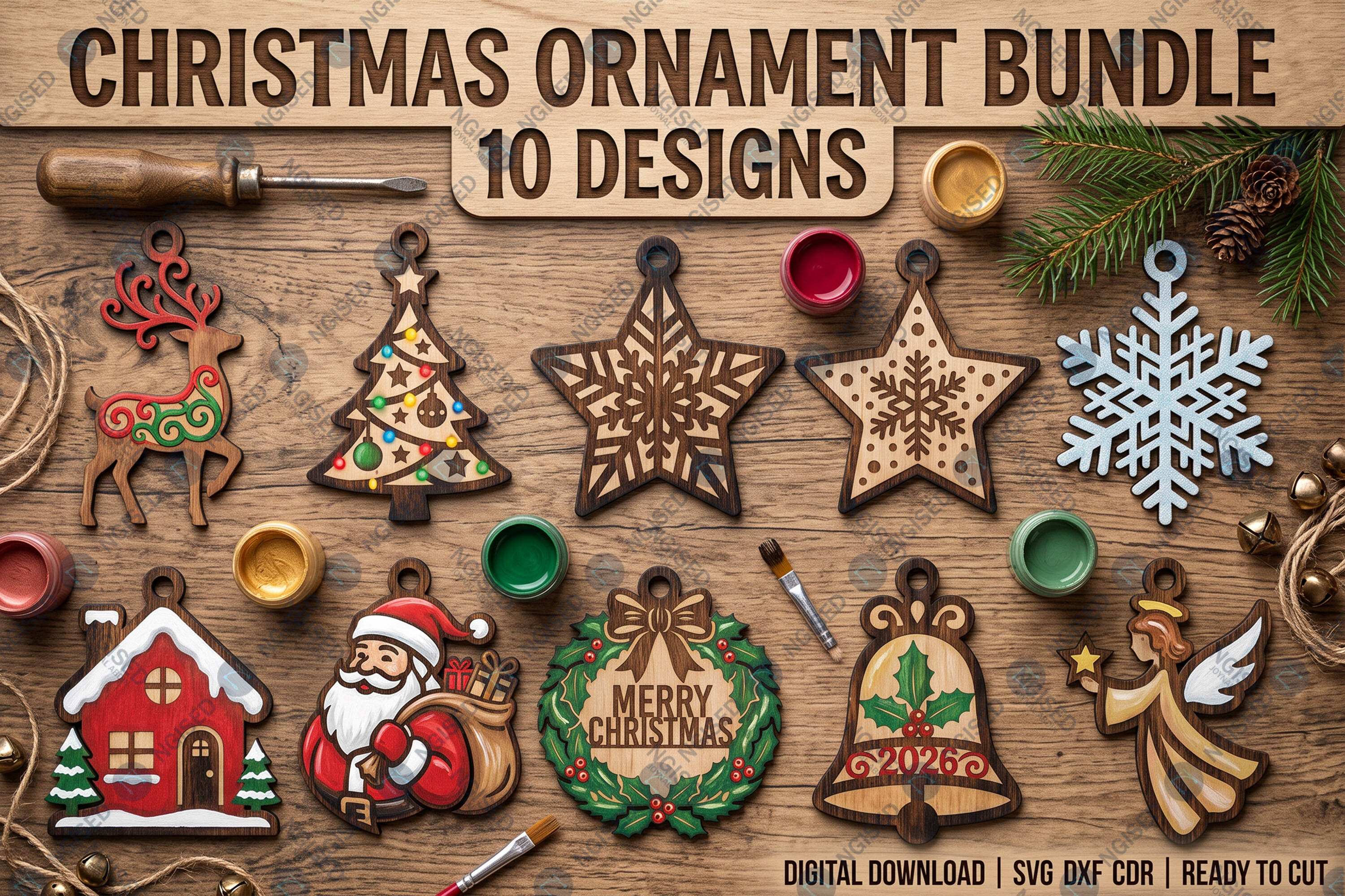 Christmas Ornament Laser Cut SVG Bundle