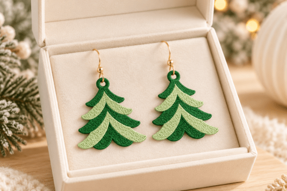 Christmas Tree Earrings Embroidered File
