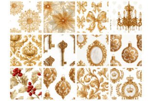 Elegant Gold Christmas Filigree Seamless Graphic by Design Market ...