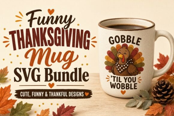 Funny Thanksgiving Mug SVG Bundle (20 Designs)