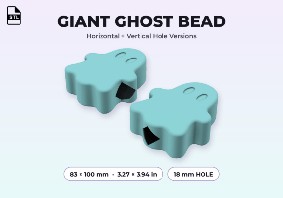 Giant Ghost Bead STL  Halloween 3D Print, 2 Versions, No Supports - Image 2