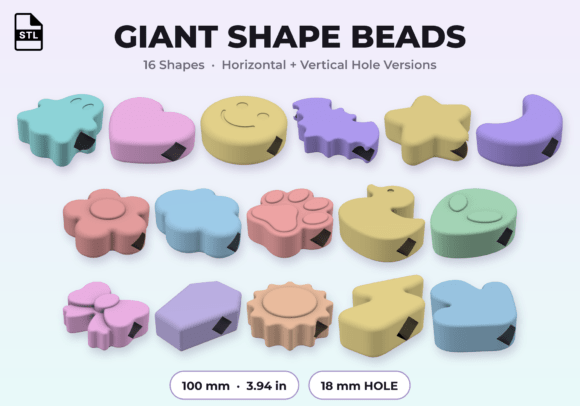 Giant Shape Beads Bundle - 16 Shapes, 29 STL Files for 3D Printing - Image 1