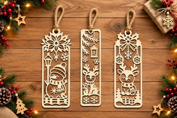 Christmas laser cut bookmark SVG design
