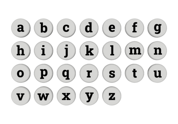 Giant Lowercase Typewriter Beads STL - Full a-z Alphabet, Two-Sided 3D Print Files - Image 2