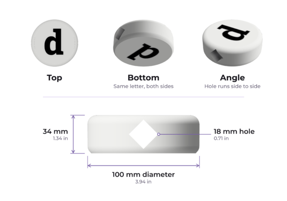 Giant Lowercase Typewriter Beads STL - Full a-z Alphabet, Two-Sided 3D Print Files - Image 4
