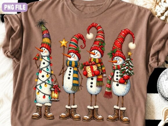 Whimsical Snowman PNG, Colorful Winter
