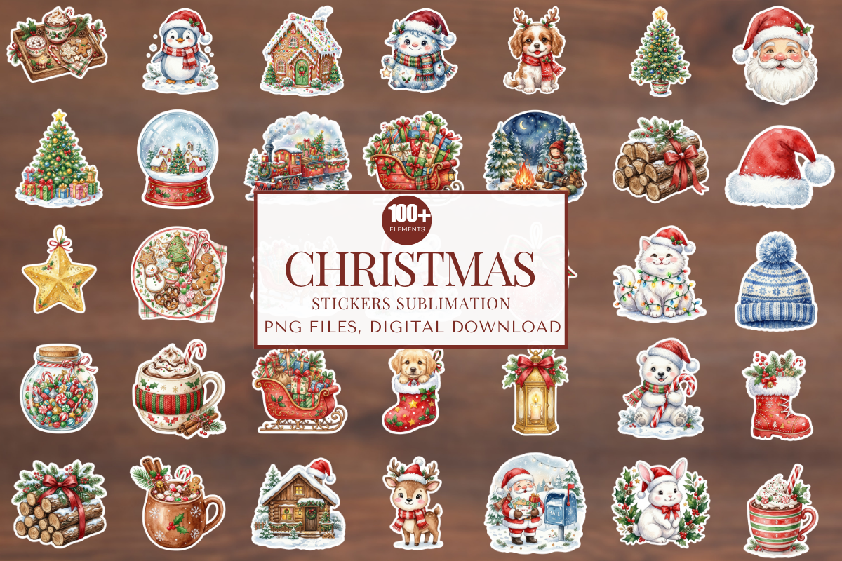 155+ Christmas Stickers Clipart Bundle Graphic by PixelBloom · Creative ...