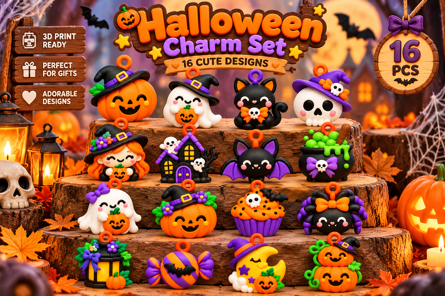 Halloween Charm Bundle STL - 16 Cute 3D Printable Charms - Image 5