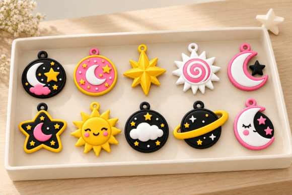 Celestial Charm STL | 10 Cute Moon, Star & Sun Keychain Designs - Image 3