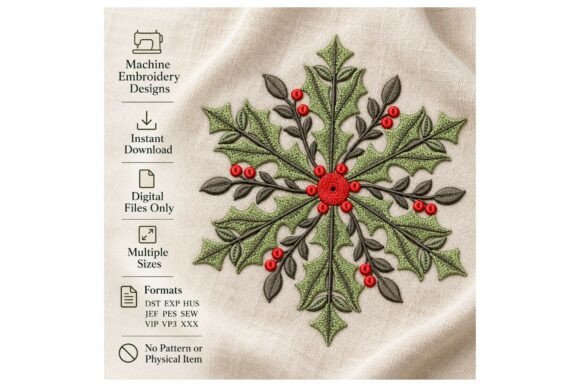 Christmas Holly Snowflake Festive Botani