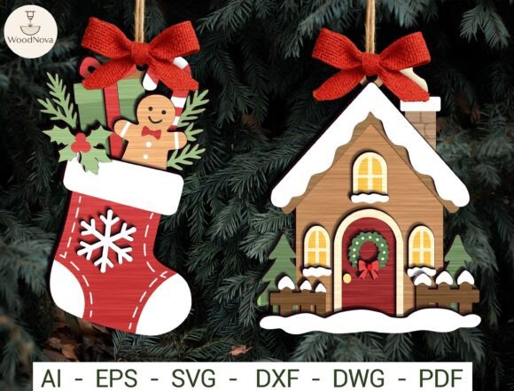 Christmas Ornament SVG Bundle (Design 4) laser cut file
