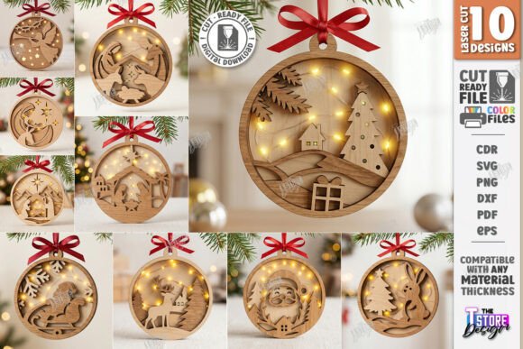 Christmas Ornament with Light Laser Set laser cut file