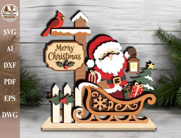 Christmas Santa Shelf Sitter SVG laser cut file