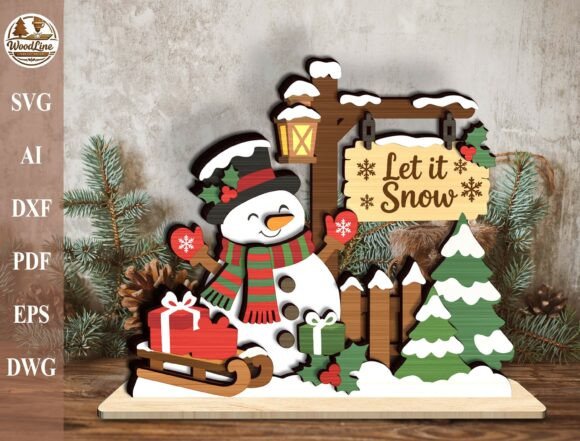 Christmas Snowman Shelf Sitter SVG laser cut file