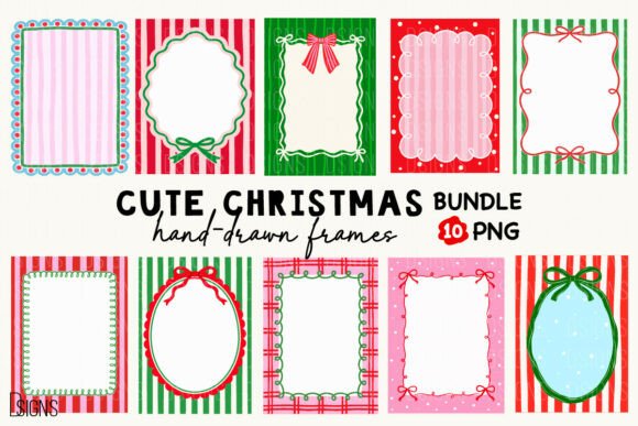 Cute Christmas Hand-Drawn Frames Bundle