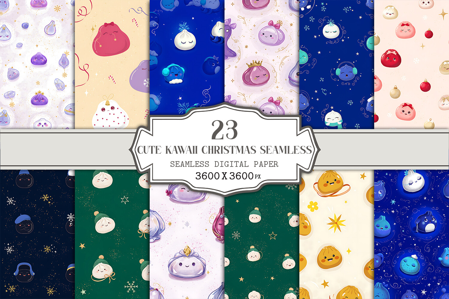 Cute Kawaii Christmas Seamless Pattern Graphic by Vectornest12 ...