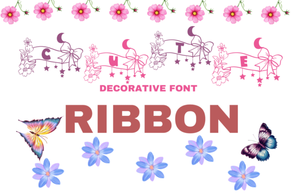 Cute Ribbon Decorative Font By Suphitchaya