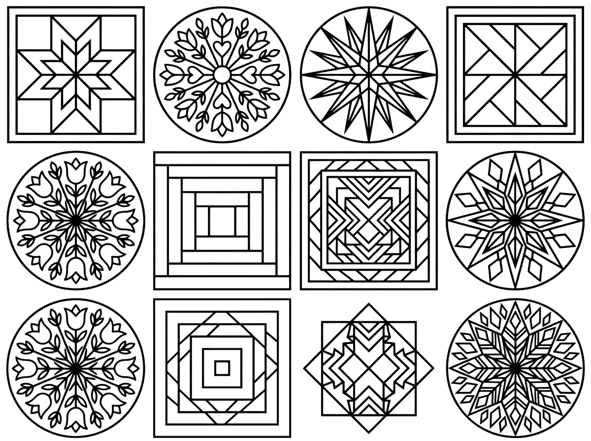 Geometric Quilt Block Patterns SVG Set Graphic by Kids_Zone · Creative ...