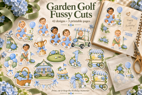 Golf Fussy Cuts Printable First Birthday Graphic Print Templates By Luv Bijou