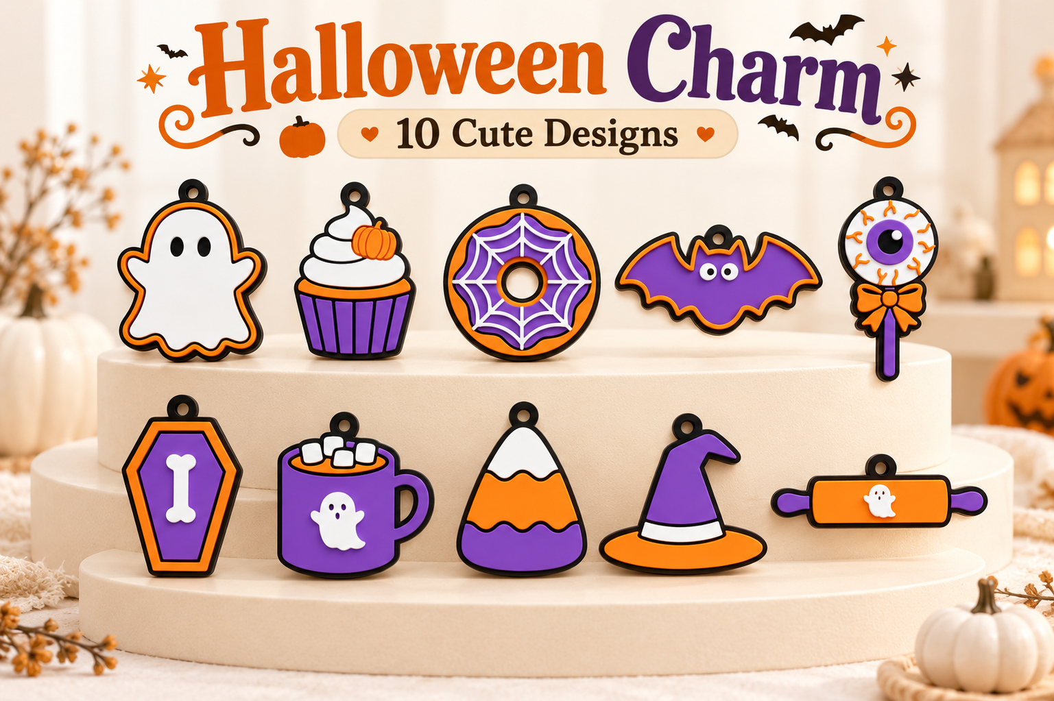 Halloween Charms STL - 10 Cute Keychain Designs for 3D Printing - Image 4