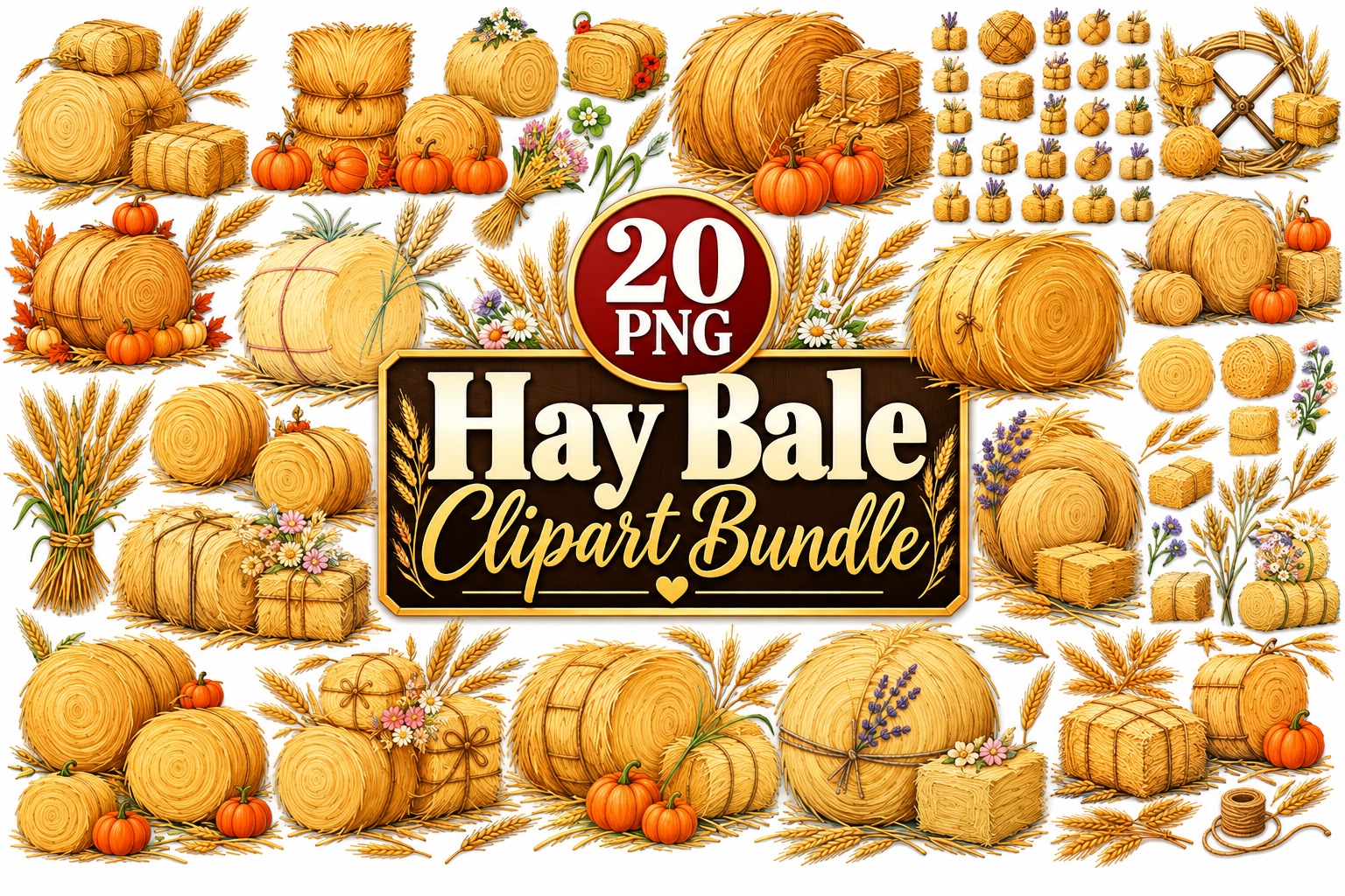 Hay Bale Clipart Bundle Graphic by UniquZone · Creative Fabrica