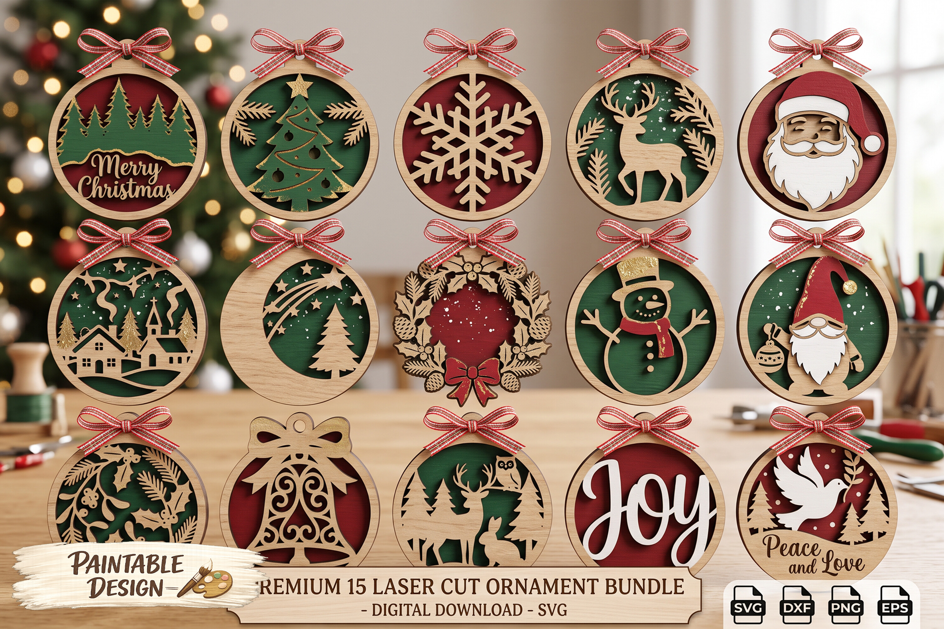 Laser Cut Christmas Ornament SVG Bundle