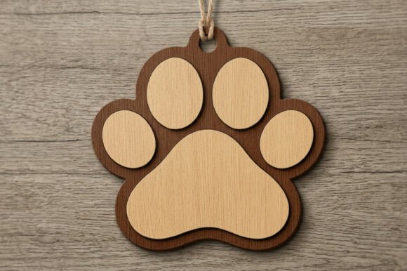 Paw Ornament SVG File, Christmas Laser laser cut file