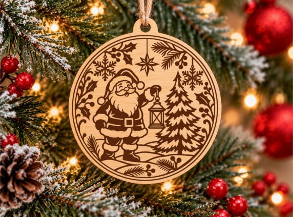 Santa Christmas Tree Ornament SVG laser cut file