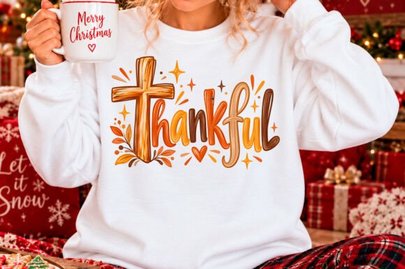 Thankful Christian Cross Thanksgiving PN Graphic Illustrations By Design December
