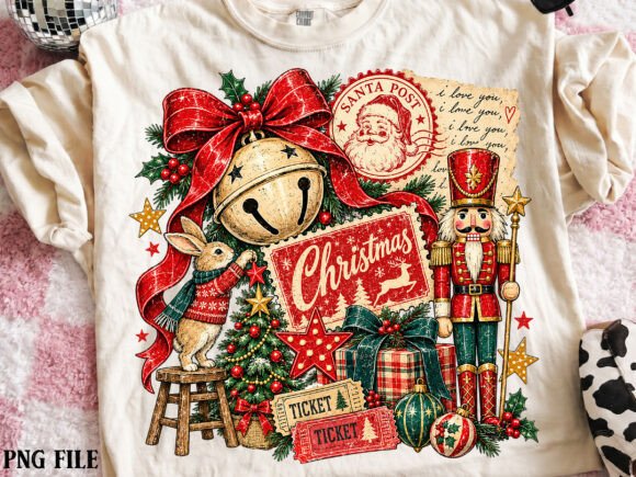 Vintage Christmas Postage Collage Png Graphics
