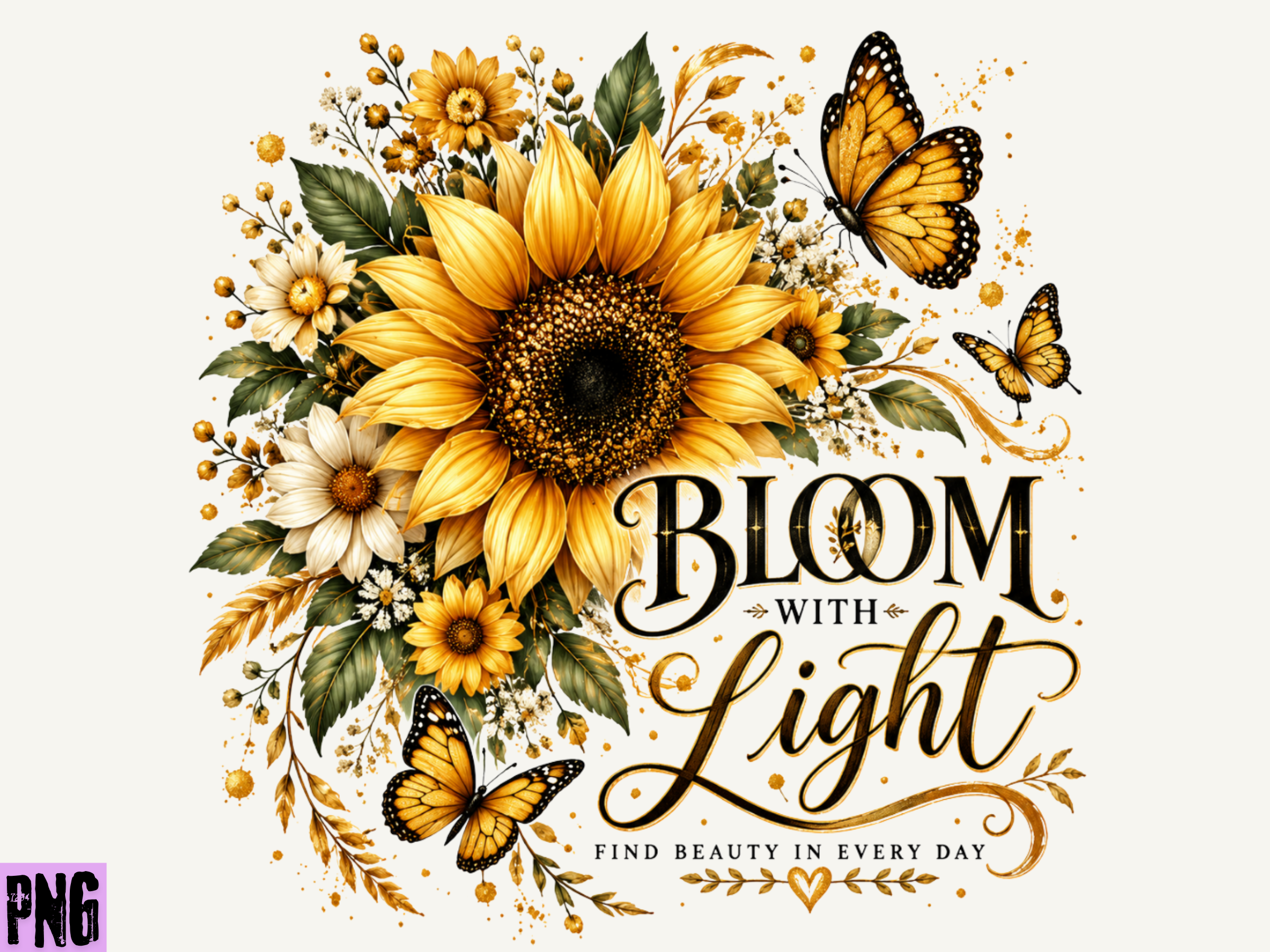 Bloom with Light Sunflower PNG Graphic by Real POD Mockups · Creative ...