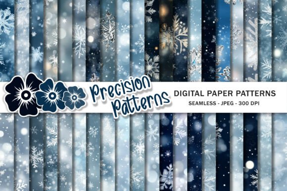 Blue Winter Snowflakes Digital Papers