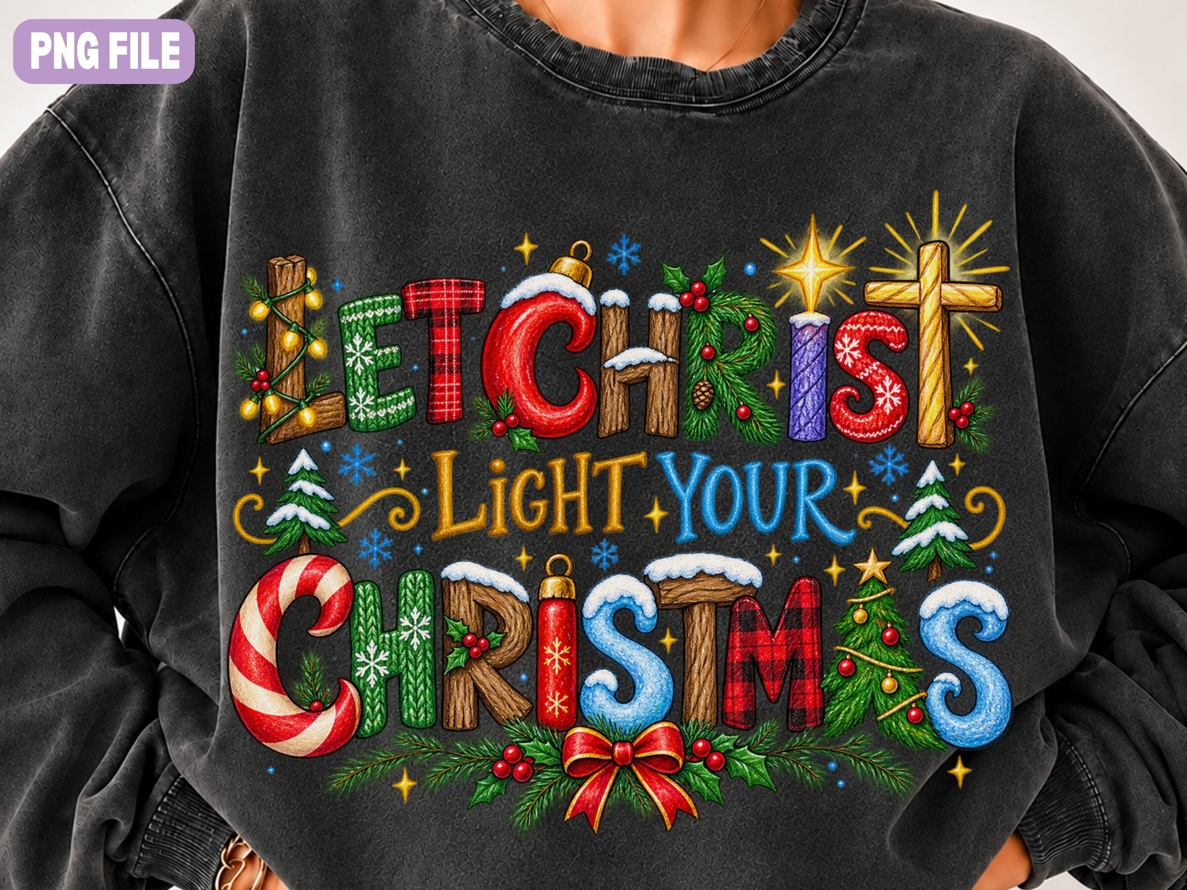 Christian Christmas PNG, Colorful Cross Graphic by Craft Palette ...