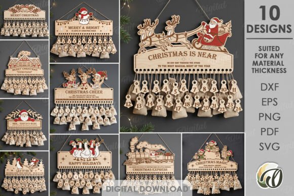 Christmas Advent Calendars Bundle Laser laser cut file