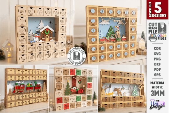 Christmas Advent Calendars Laser Bundle laser cut file