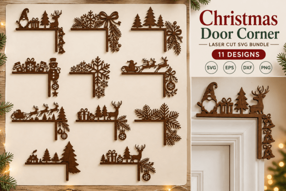 Christmas Door Corner Laser Cut Bundle Laser Cutting By Trendy Laser Lab
