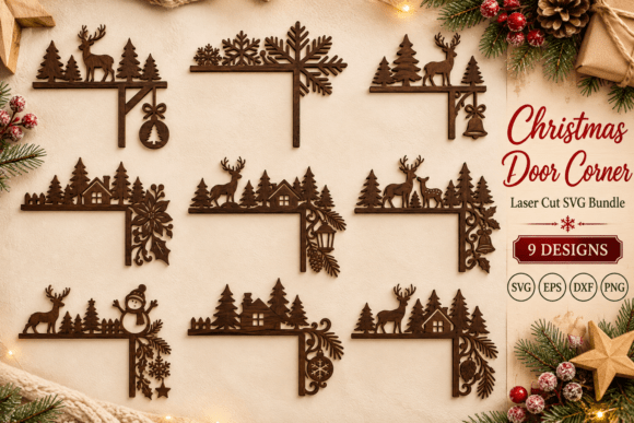 Christmas Door Corner Laser Cut laser cut file