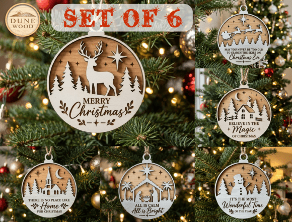 Christmas Ornament SVG Bundle (Design 5) laser cut file