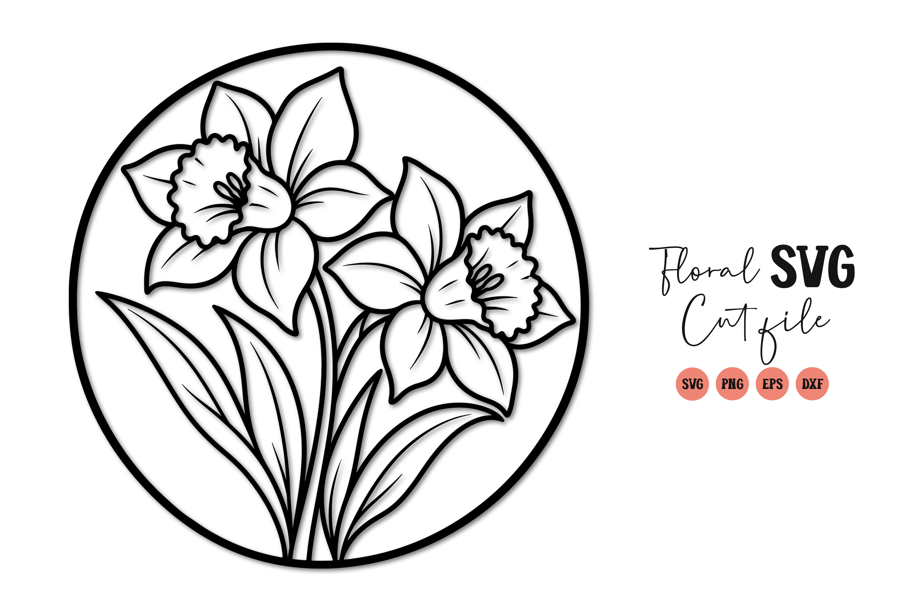 Daffodil Flower Circle Line Art SVG PNG Graphic by Artify Hub Studio ...