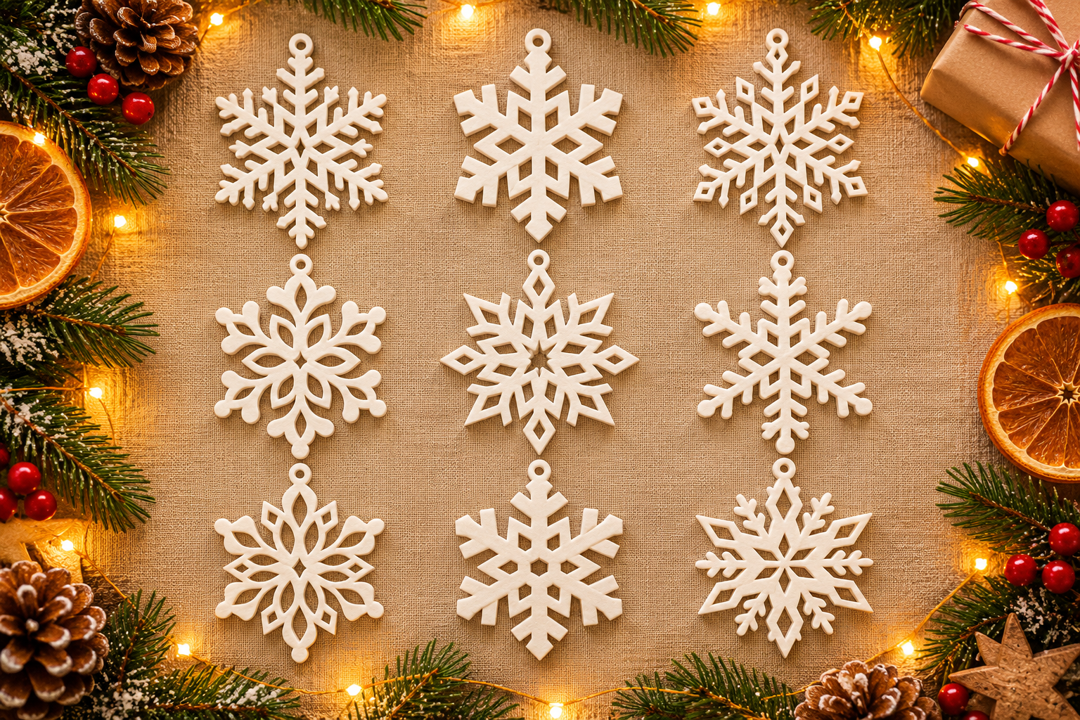 Elegant Snowflake Christmas Ornament STL – 9 Printable 3D Designs - Image 3