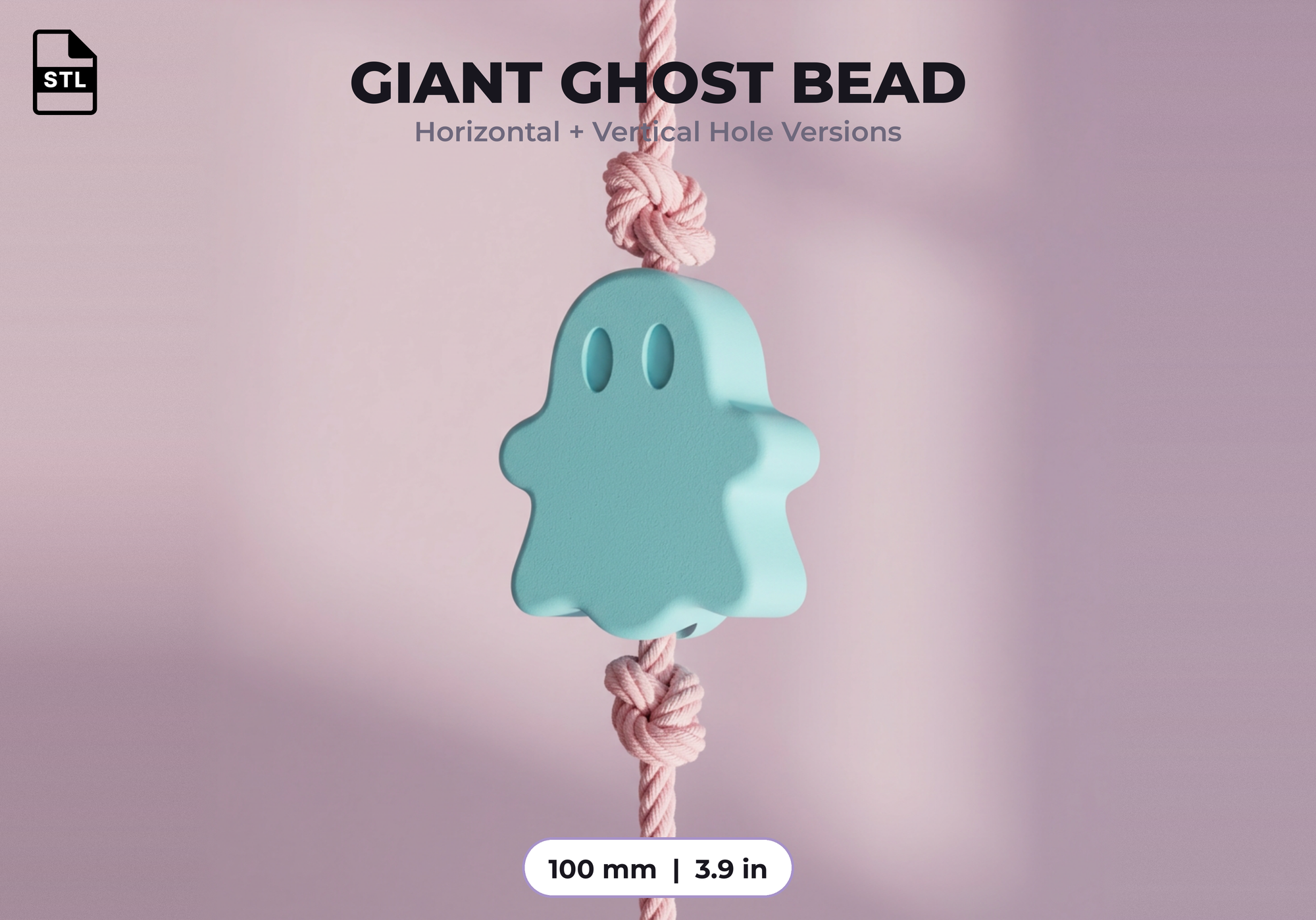 Giant Ghost Bead STL  Halloween 3D Print, 2 Versions, No Supports - Image 7