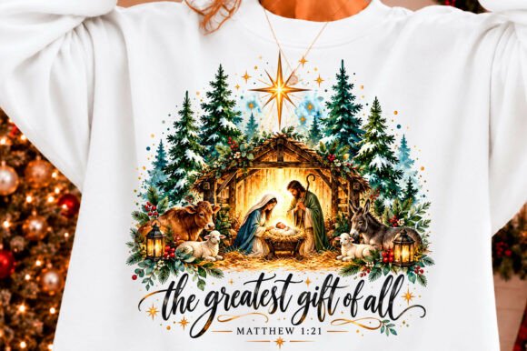 Greatest Gift Nativity Christmas PNG Grafica Design di T-shirt Di Design December