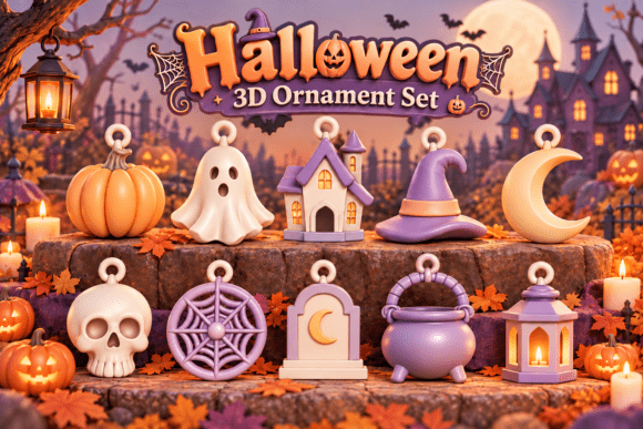 Halloween Ornament Set STL – 10 Spooky 3D Print Decor Models - Image 1