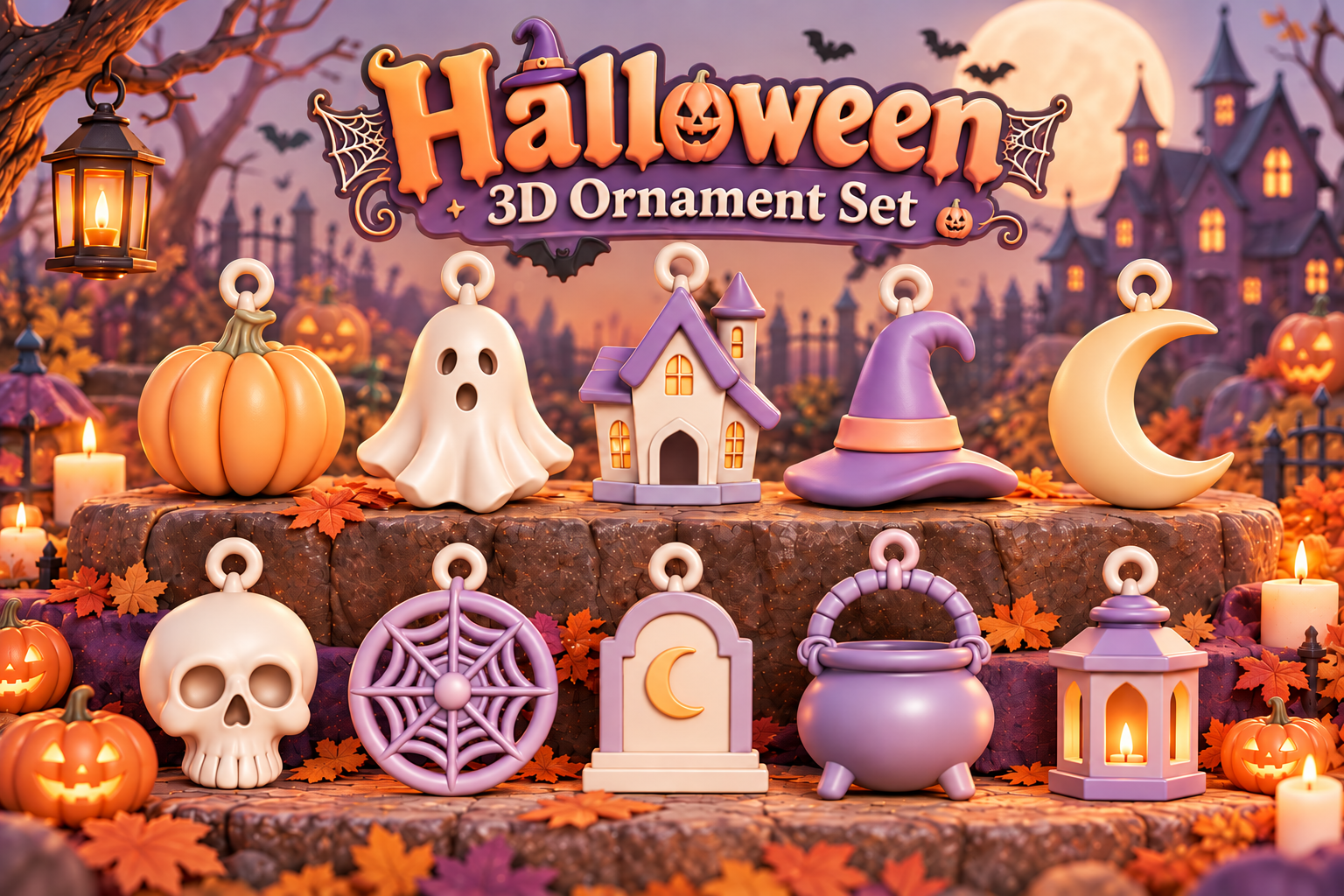 Halloween Ornament Set STL – 10 Spooky 3D Print Decor Models - Image 4