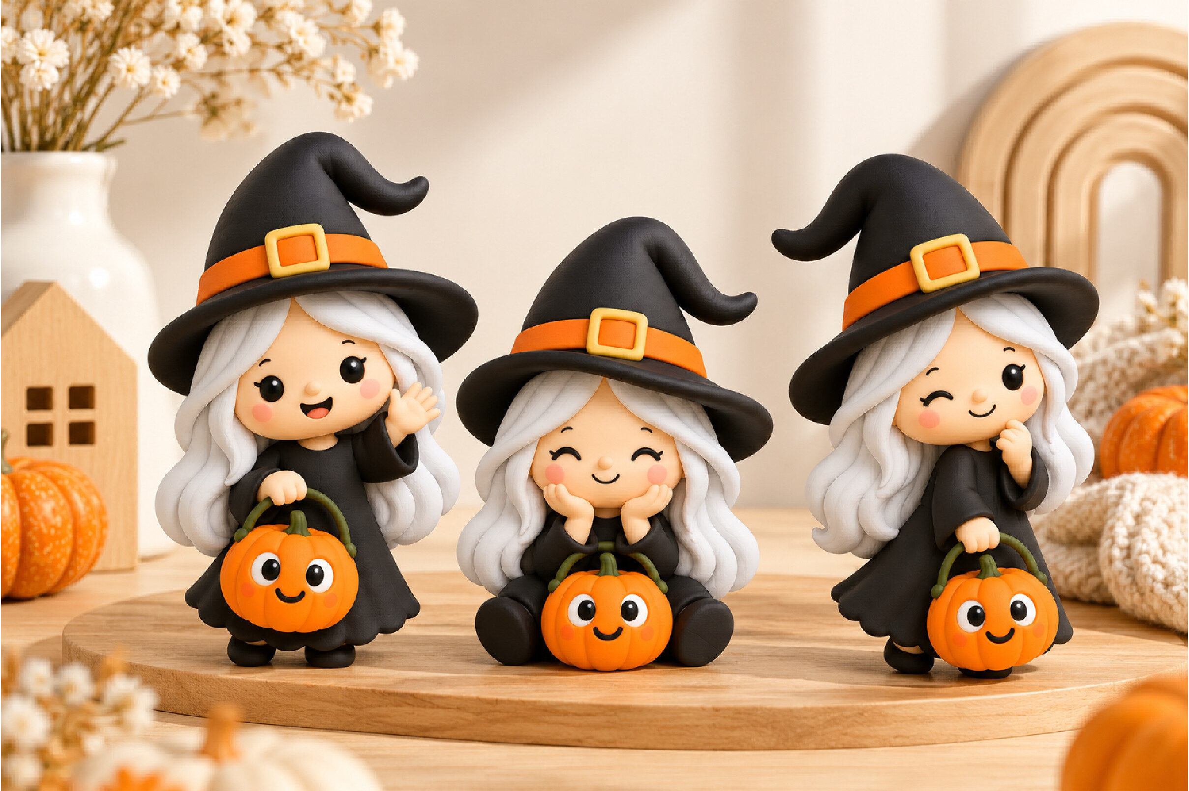 Kawaii Halloween Chibi Witch Girl 3D STL – Cute Witch Figurine for 3D Printing - Image 5